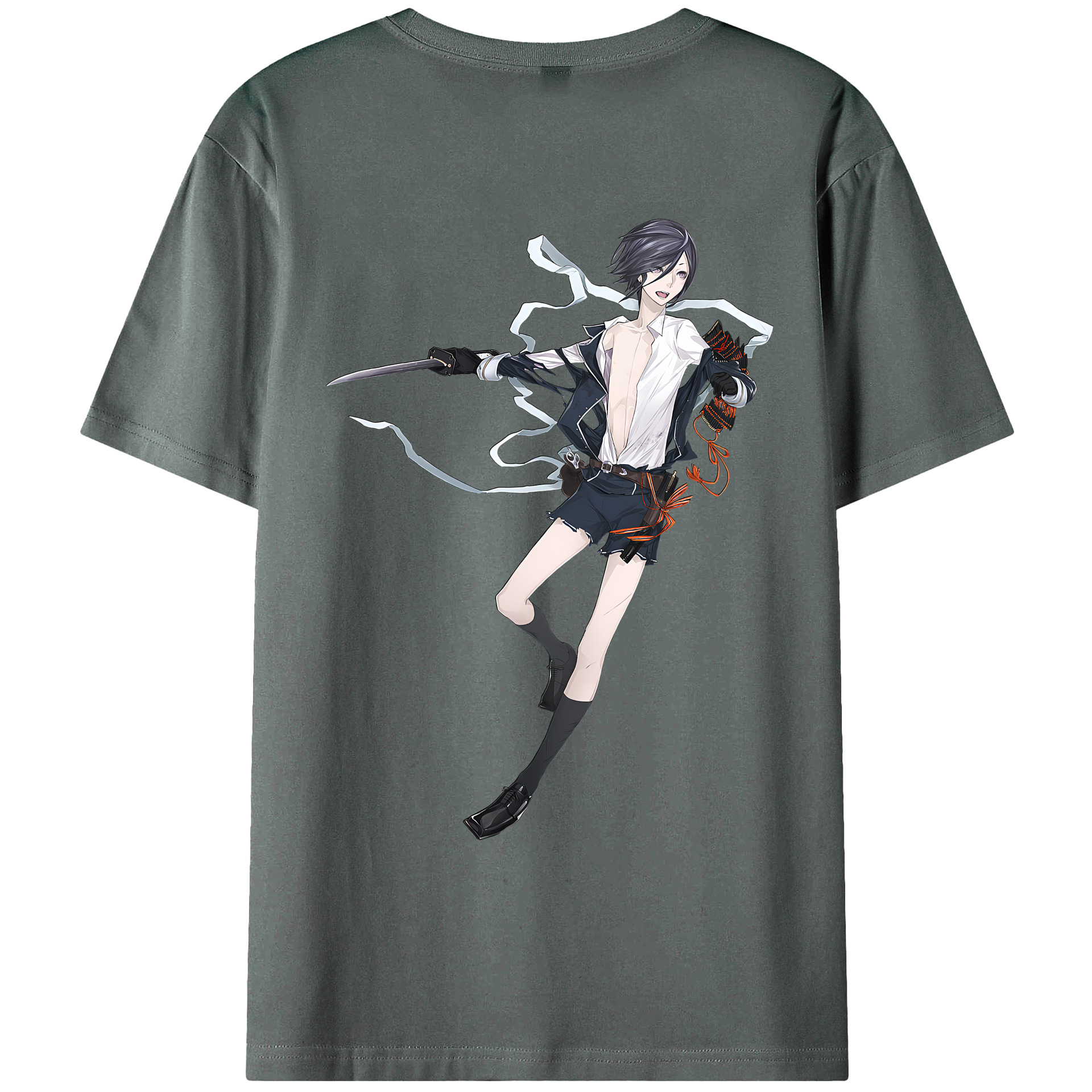 （画像用） 刀剣乱舞 Touken Ranbu 綿100％ メンズ半袖Tシャツ（バックプリント） 通気性